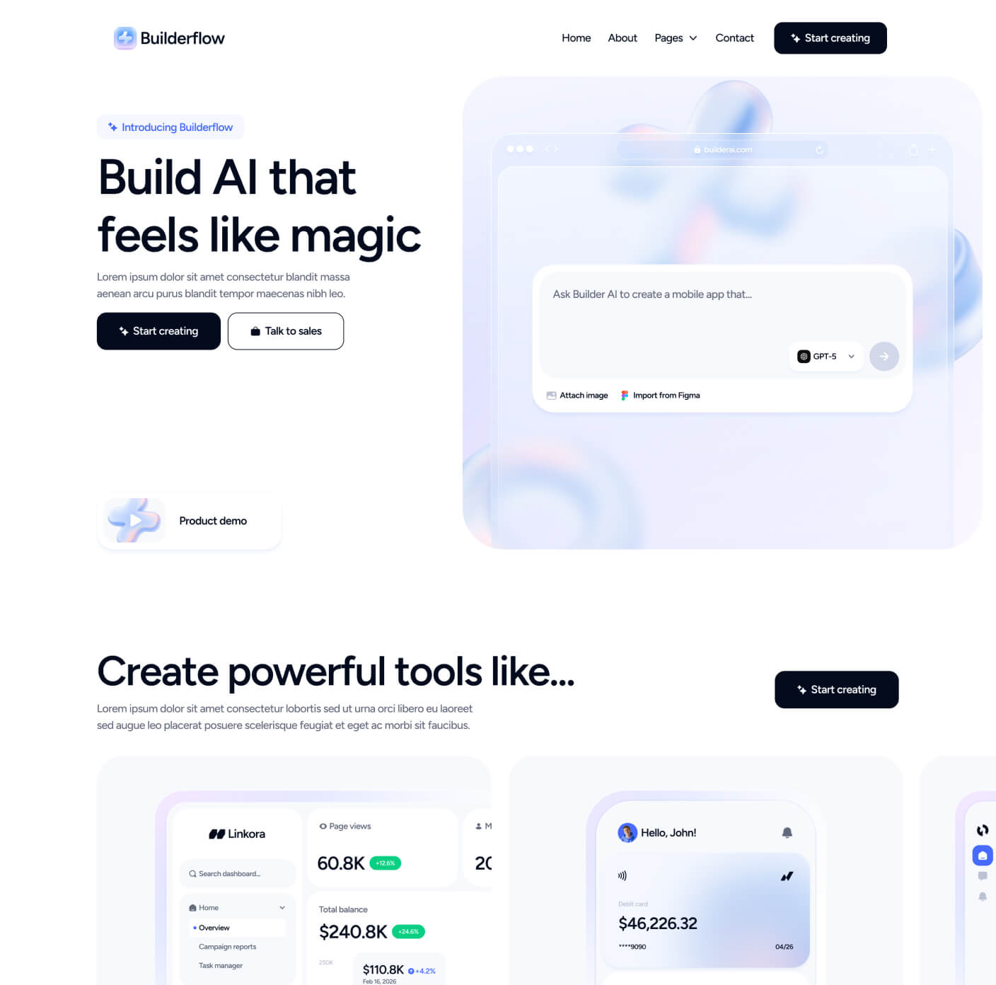 Builderflow - Home V2 Page - AI App Builder Webflow Template
