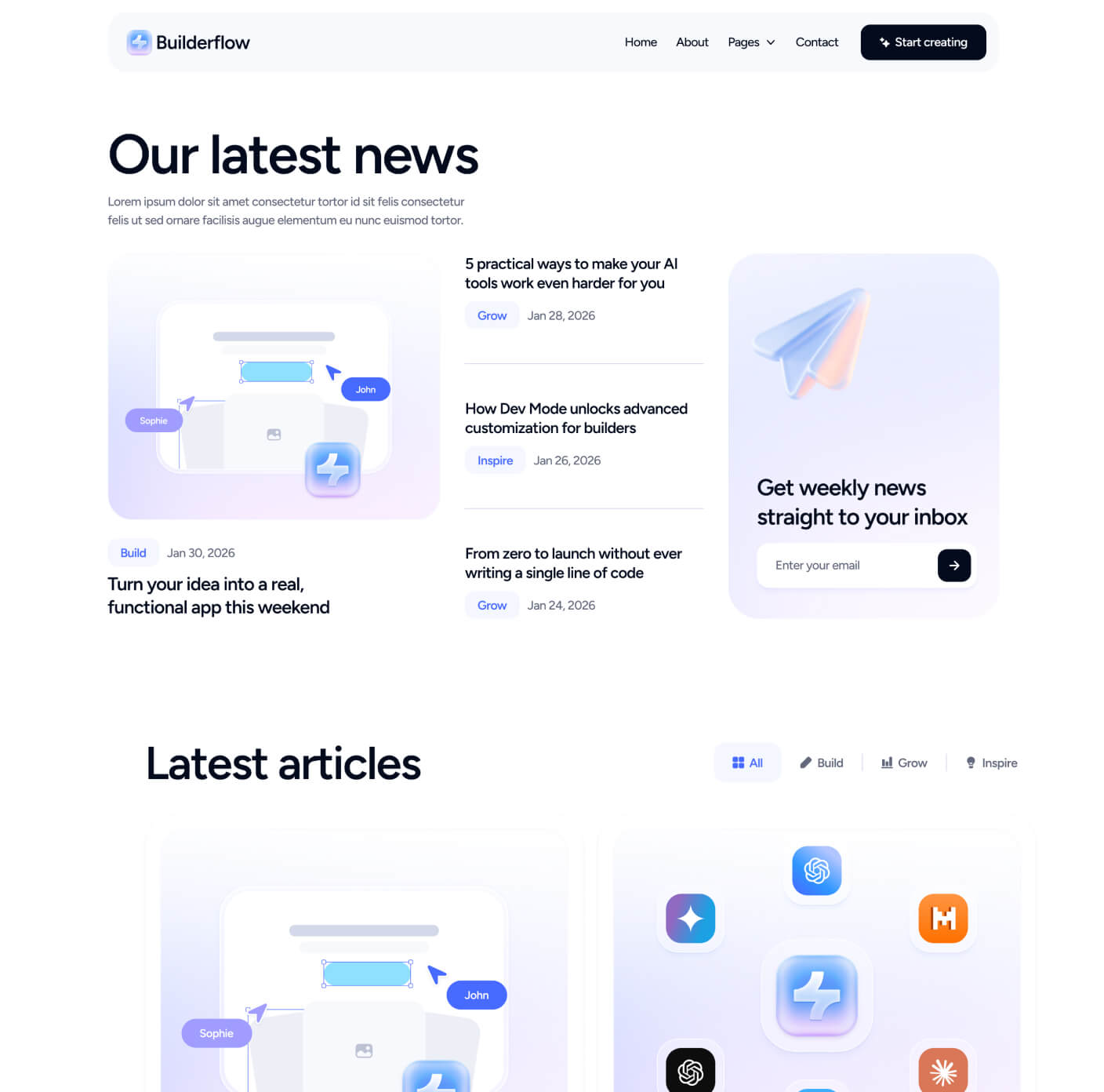 Builderflow - Blog V1 Page - AI App Builder Webflow Template