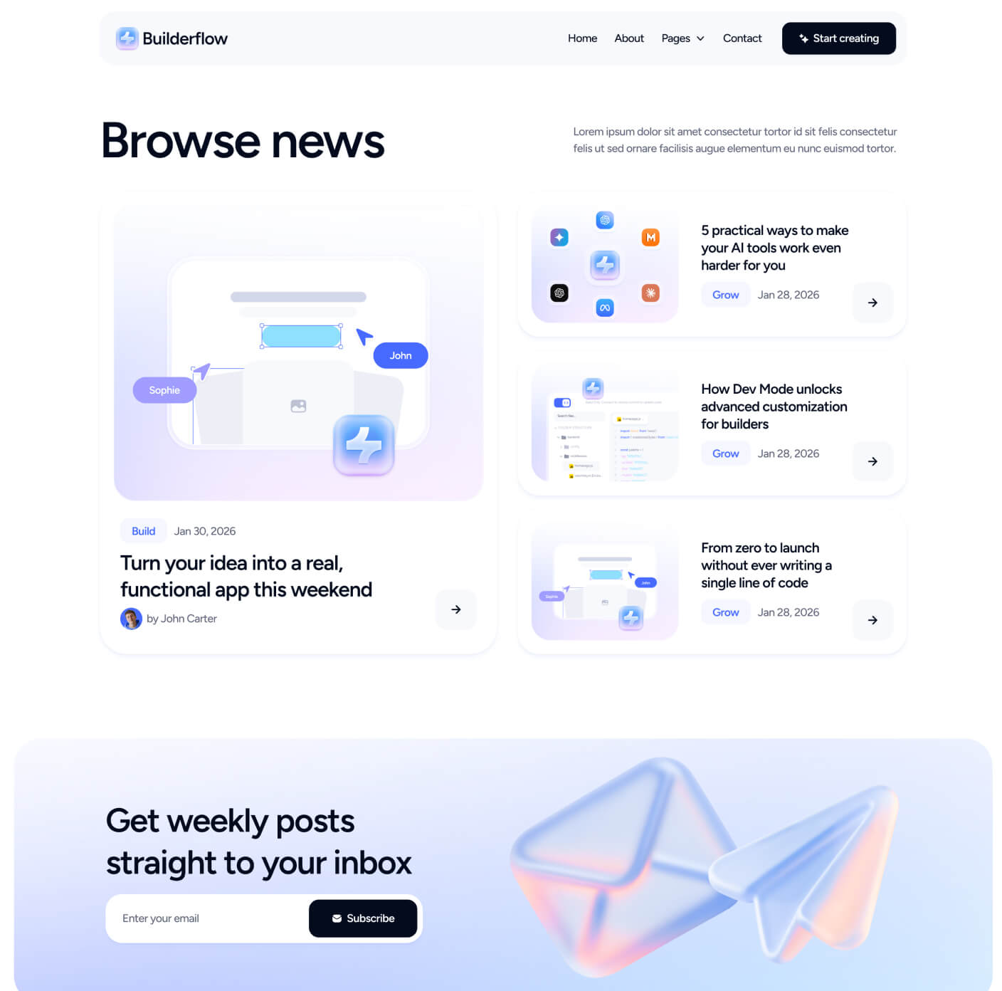 Builderflow - Blog V3 Page - AI App Builder Webflow Template