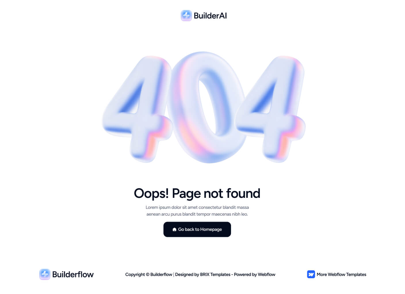 Builderflow - 404 Page - AI App Builder Webflow Template