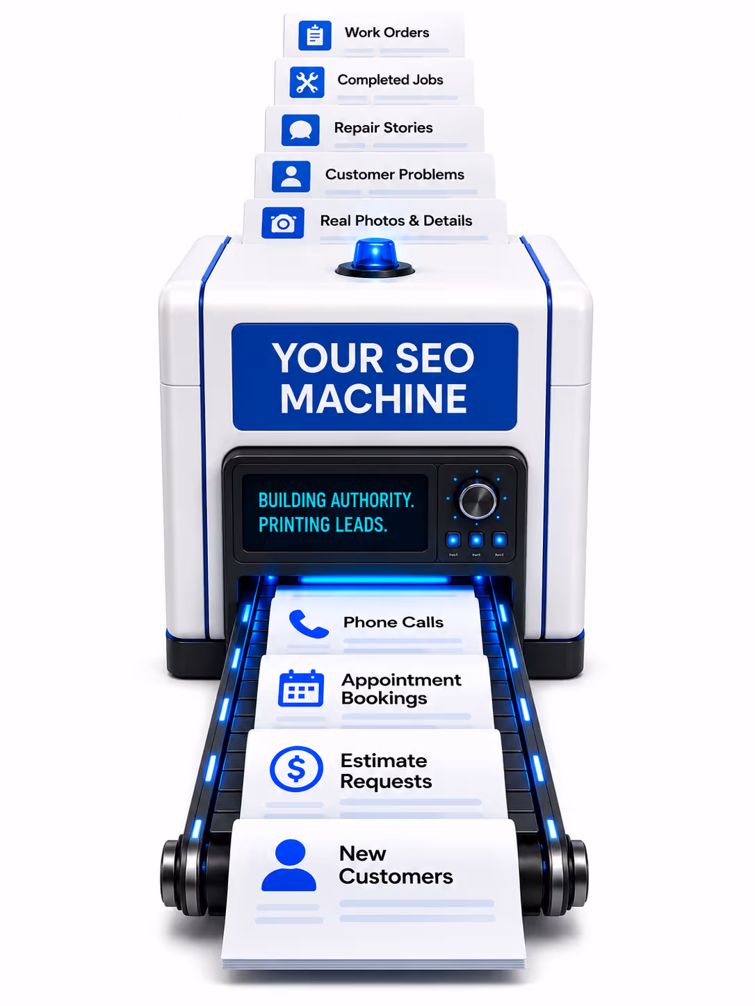 An abstract design of what service stories would look like as a printer