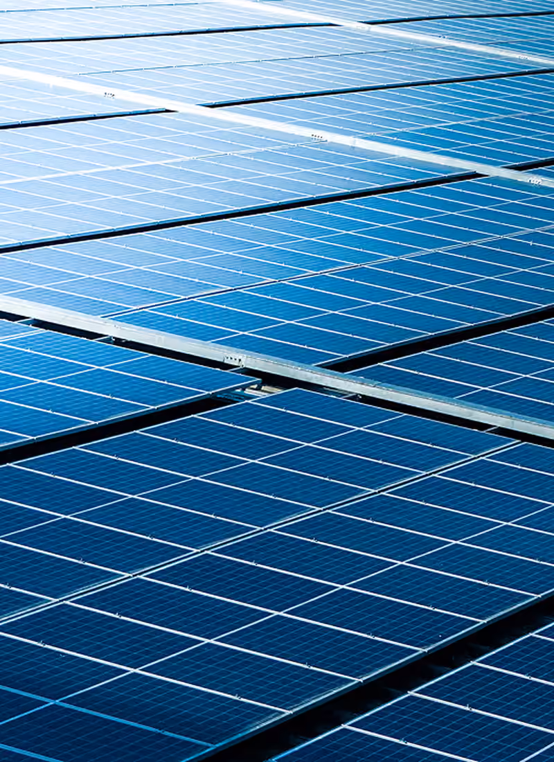 Rows of clean solar panels