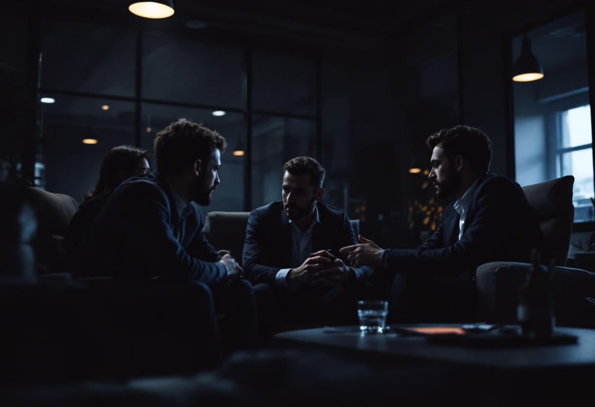 image of a bustling office environment (for a social media and communication)