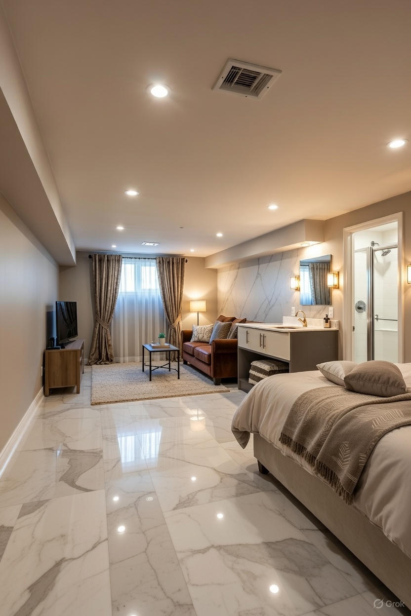 Finished basement suite with bedroom