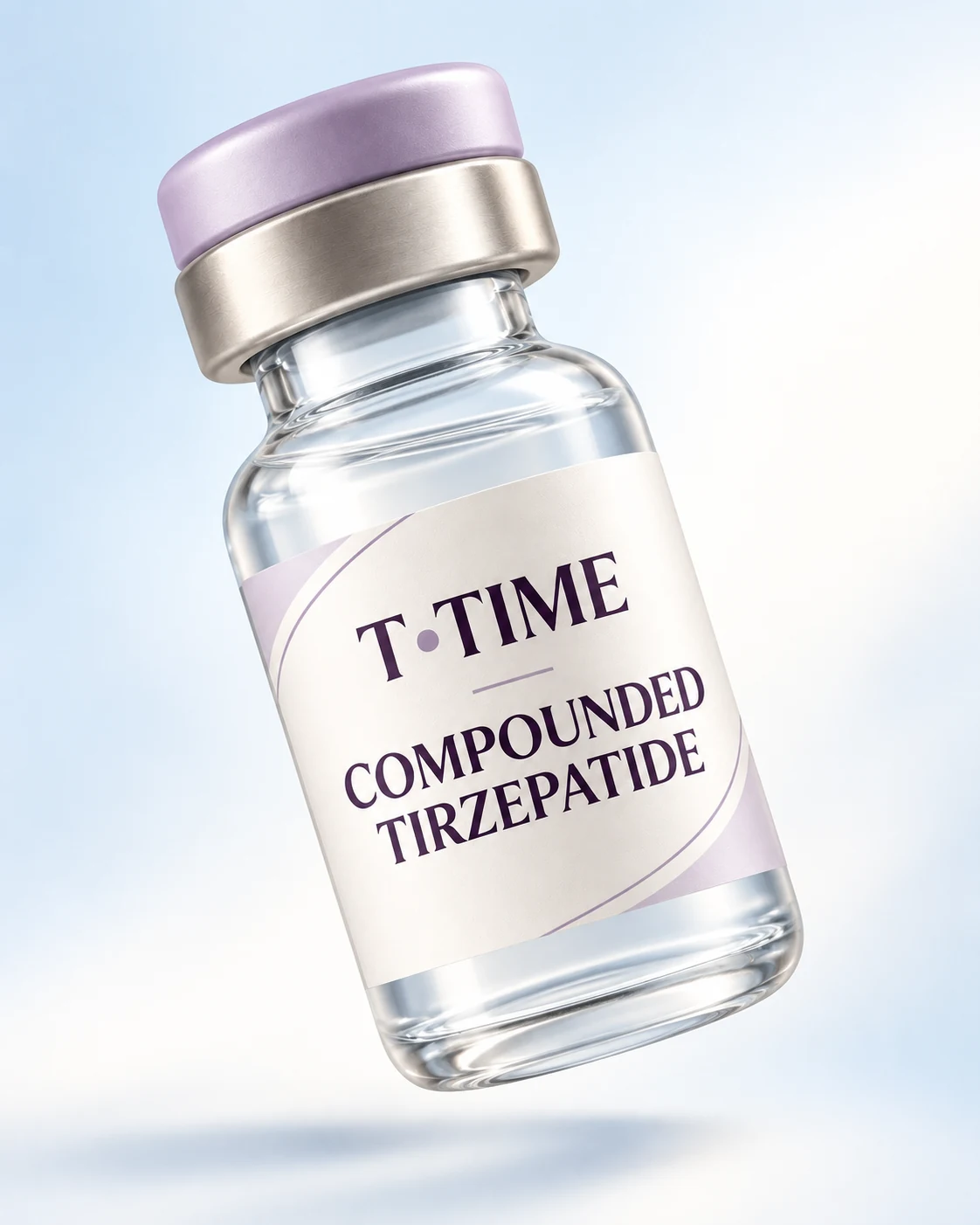 Illustration of a floating compounded Tirzepatide vial