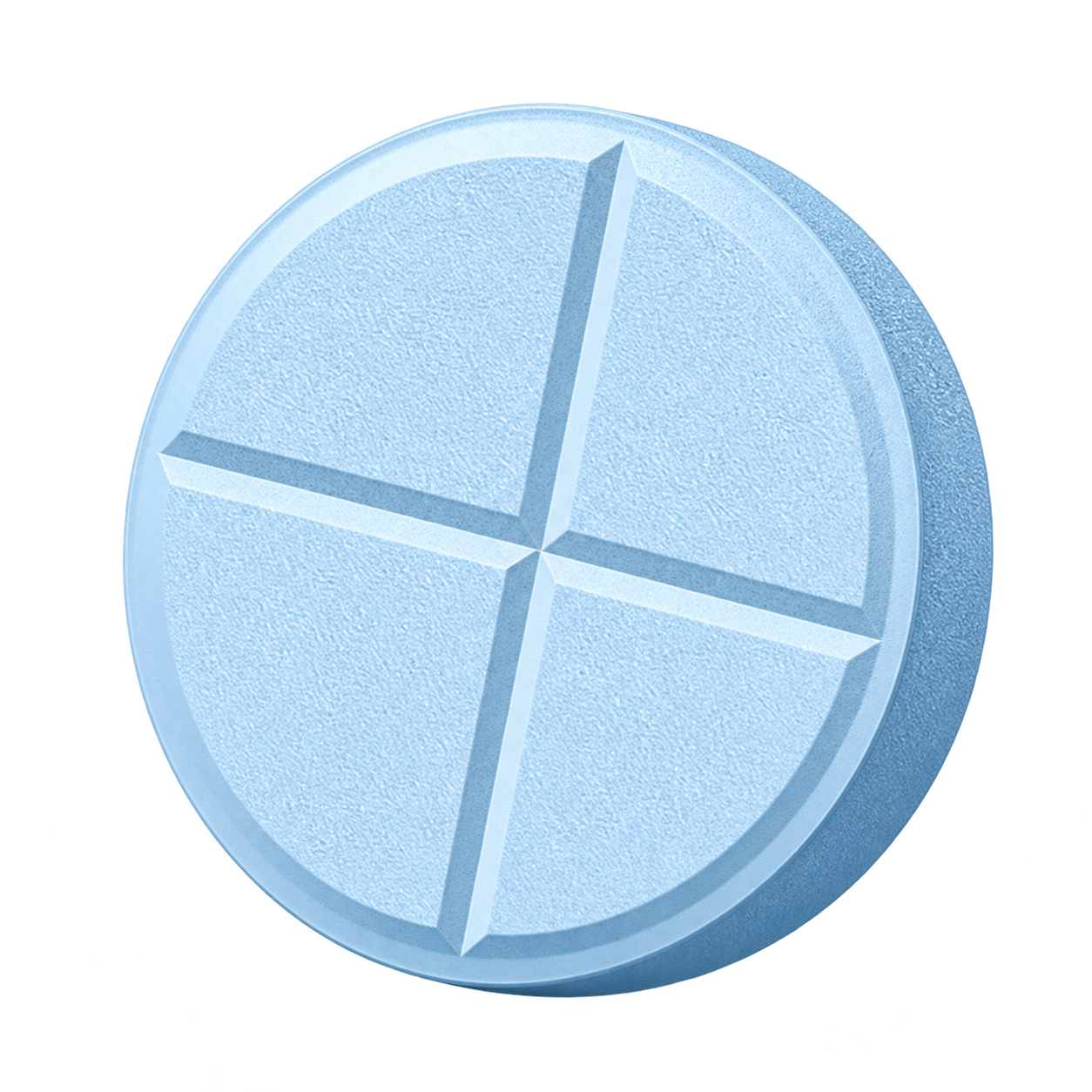 A single light-blue Semaglutide ODT tablet with a cross score and beveled edges.