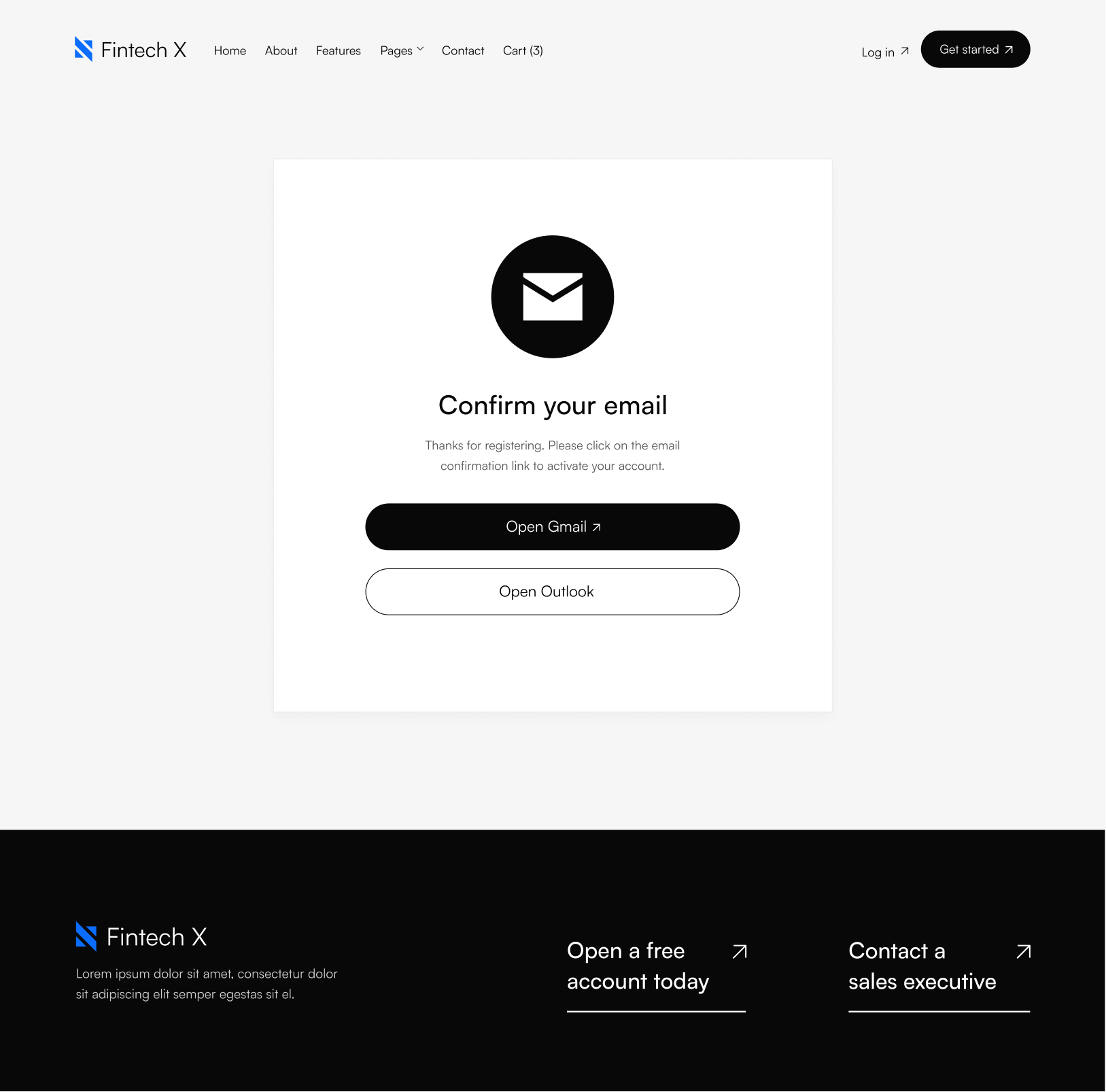 Email Confirmation - Fintech X Webflow Template