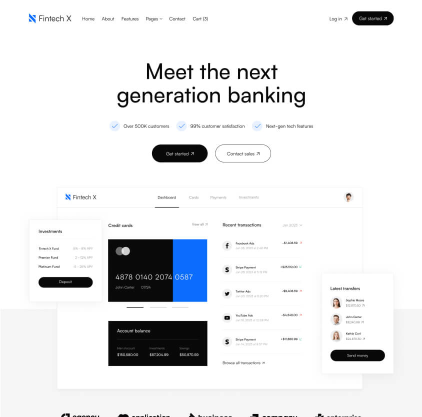 Home V2 Page - Fintech X Webflow Template