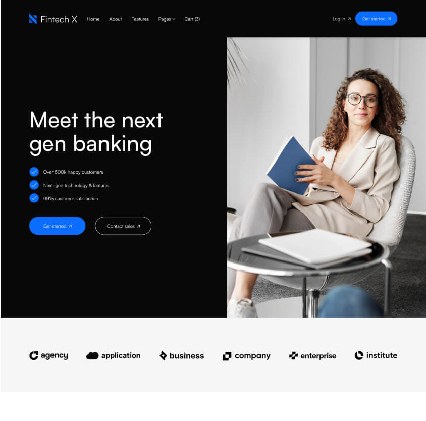 Home V3 Page - Fintech X Webflow Template