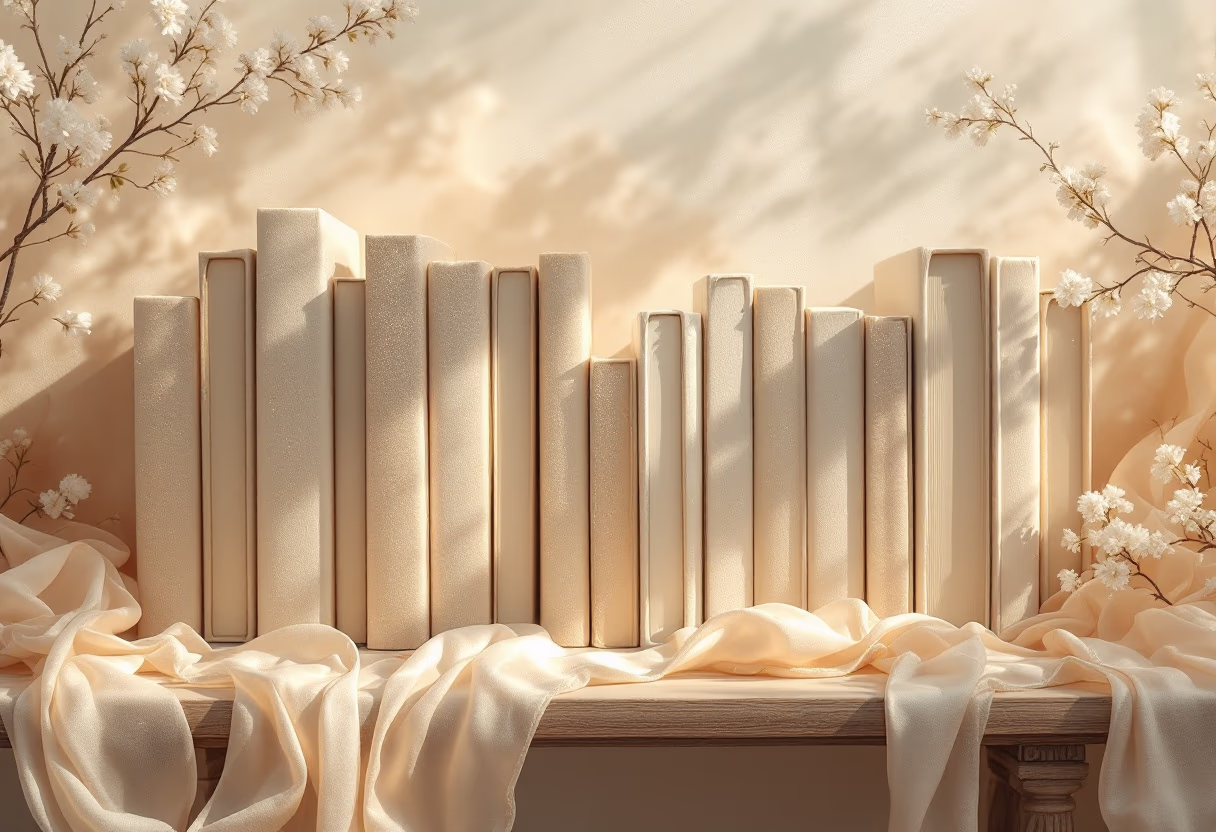 image of unique, eclectic book arrangement for a writer’s exhibition