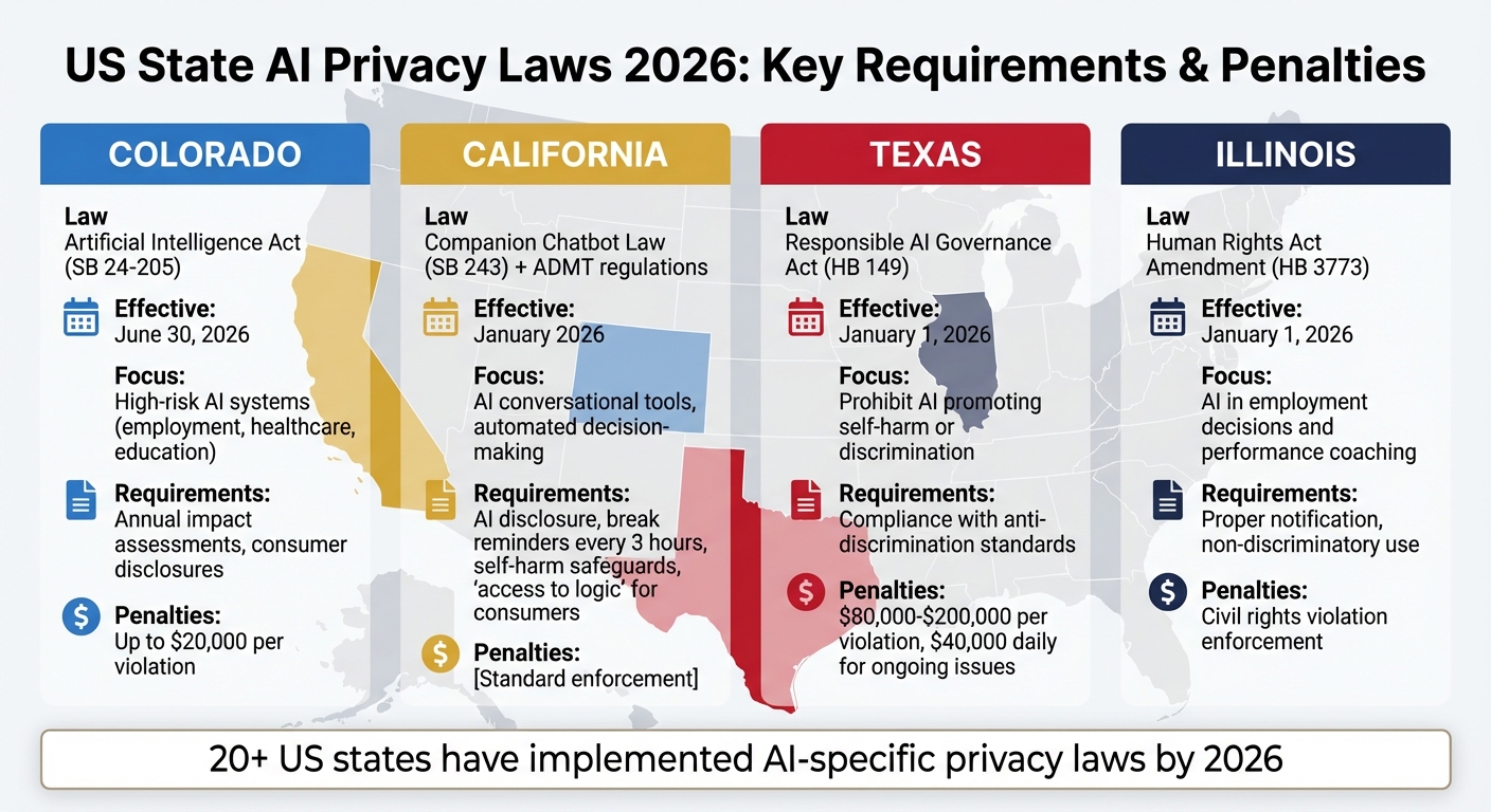 US State AI Privacy Laws 2026: Requirements and Penalties Comparison