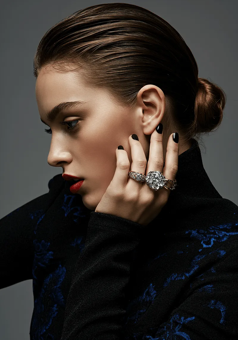 woman with gray background