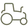 Ein einfaches Symbol eines Traktors stilisiert in Schwarz.
