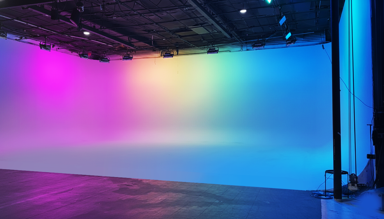 Lit white cyc wall at Thunder Studios