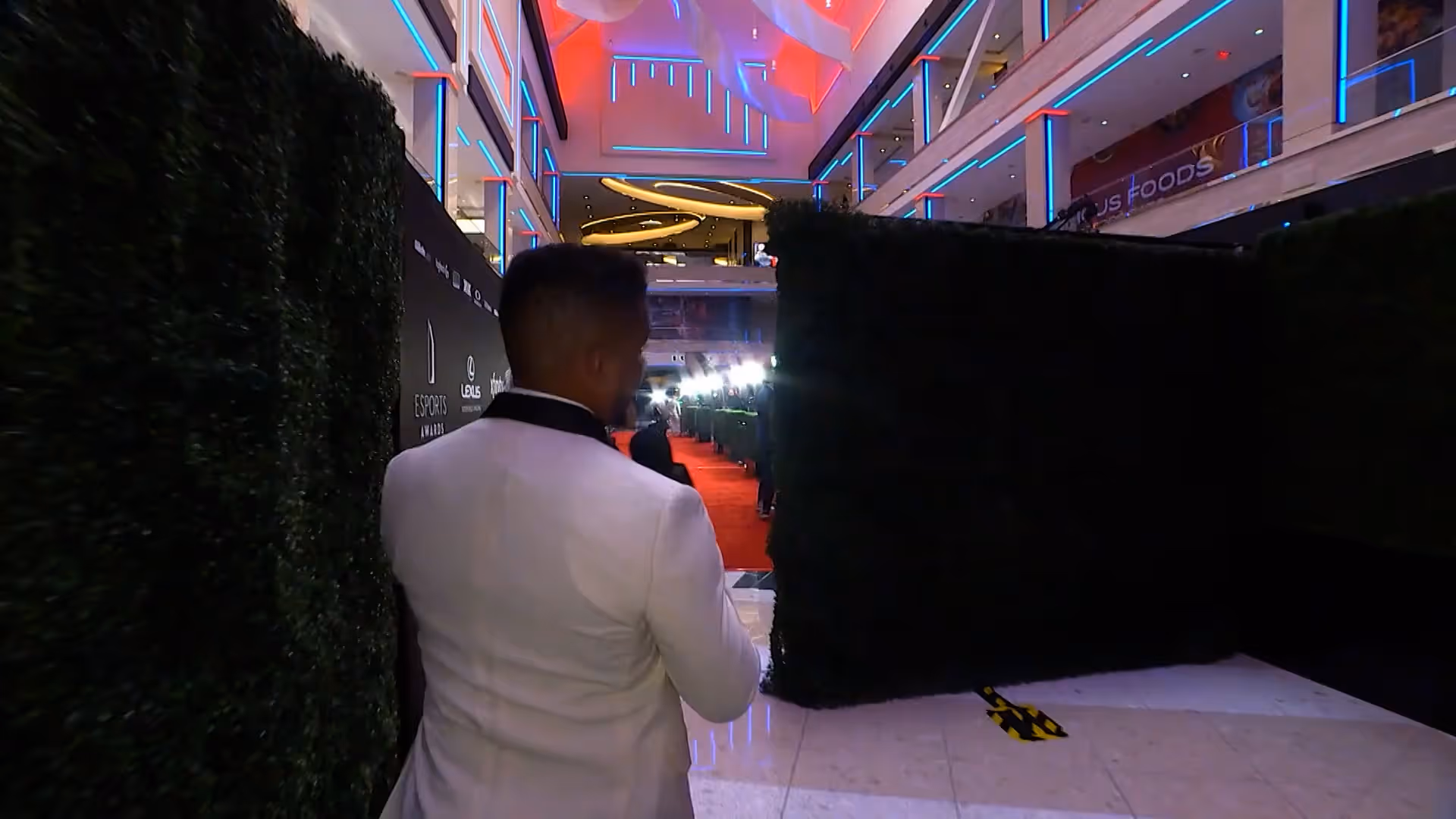 Esports Awards red carpet entrance at Thunder Studios with neon lighting