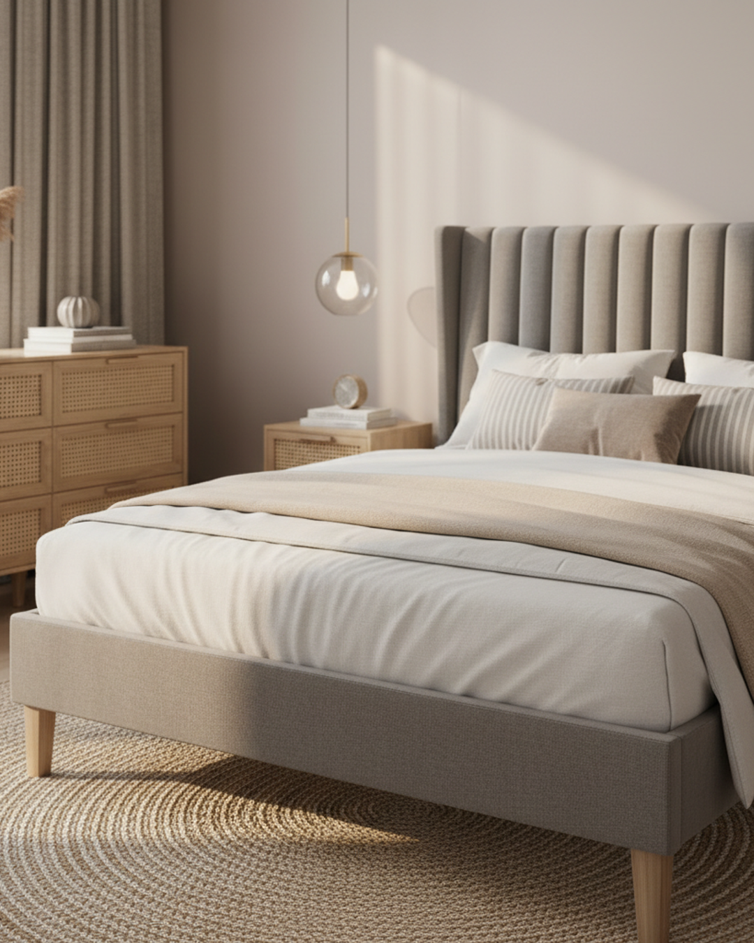 Upholstered Bed Frame in room