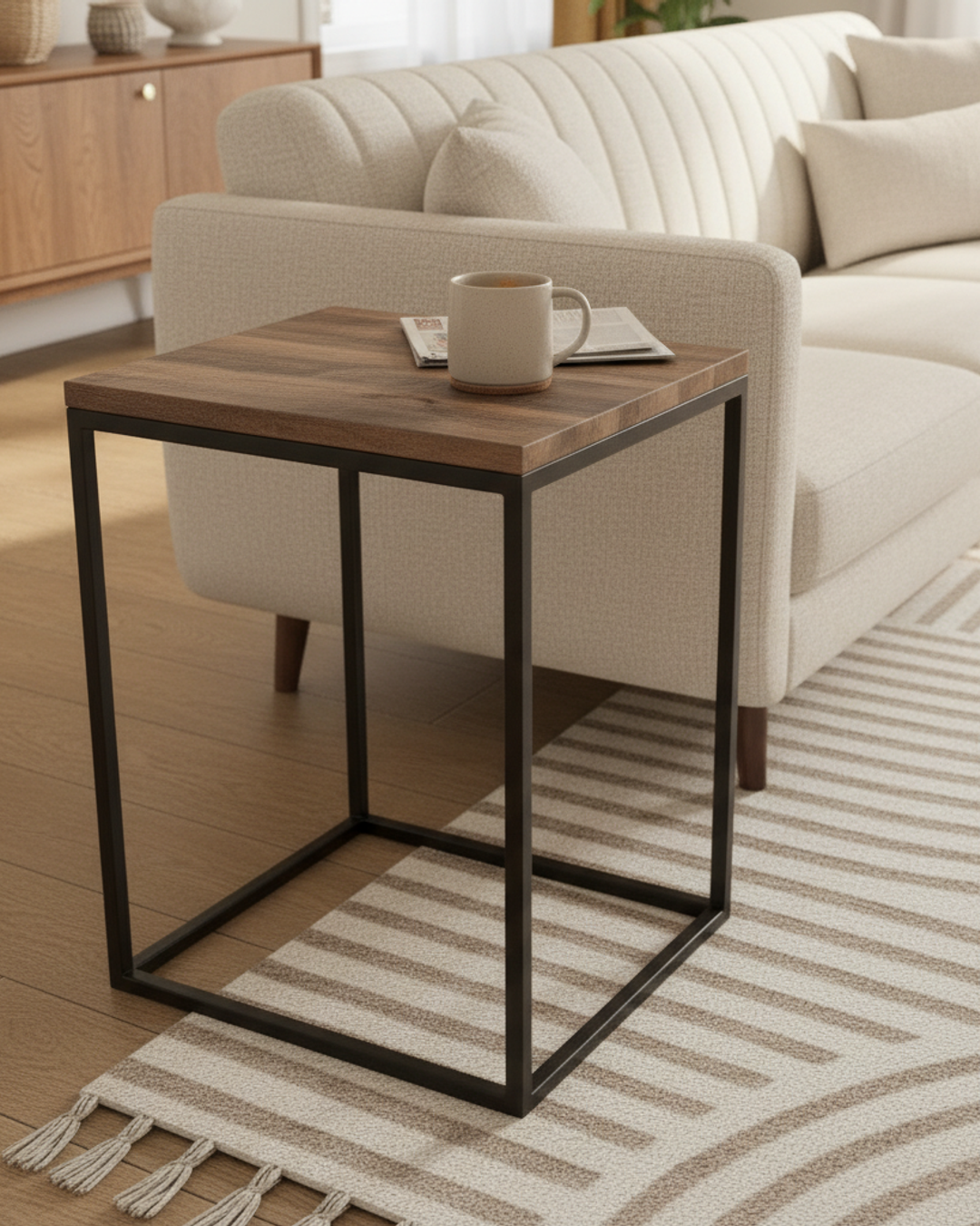 C-Shaped End Table in room