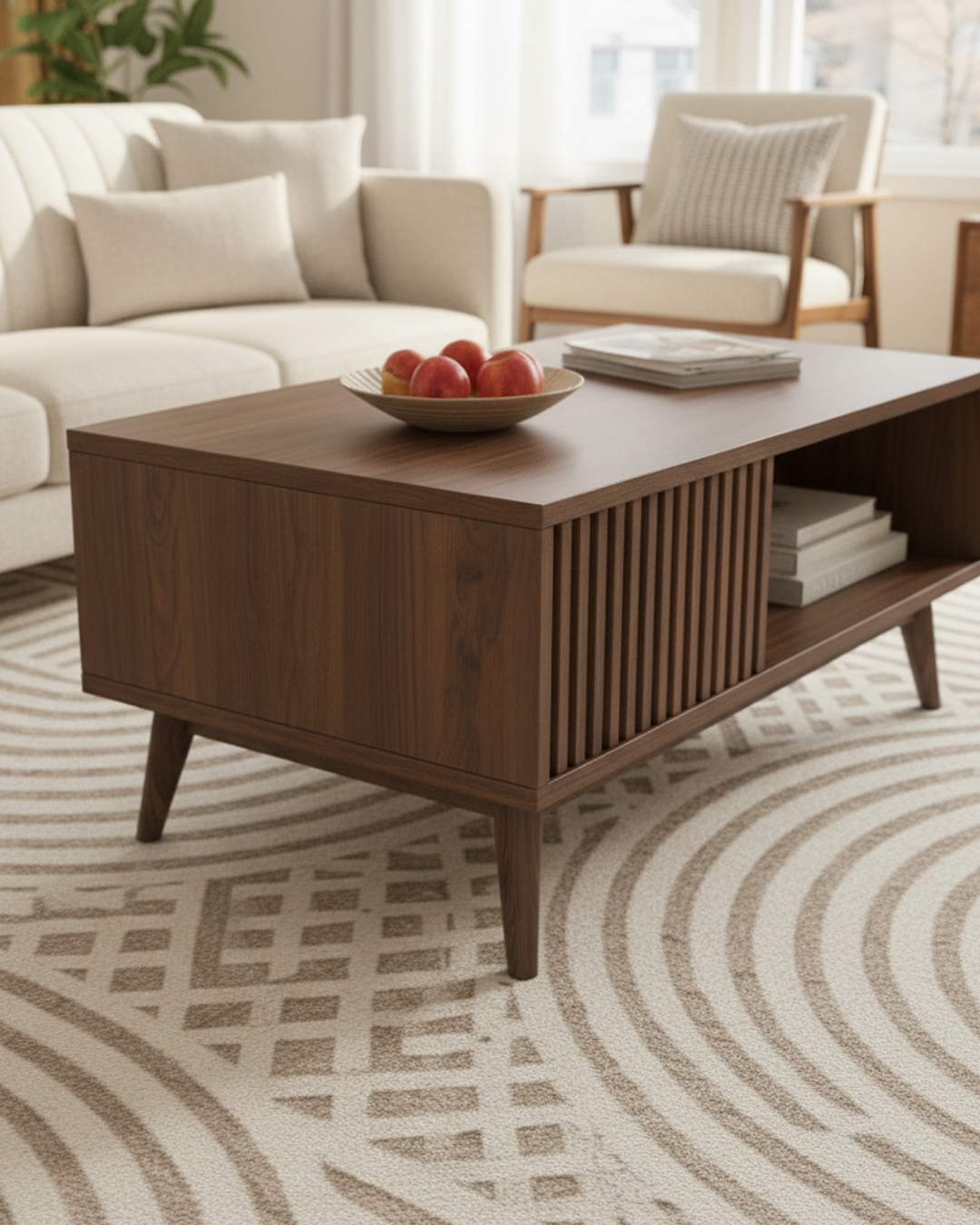 Fluted Lift Top Coffee Table in room