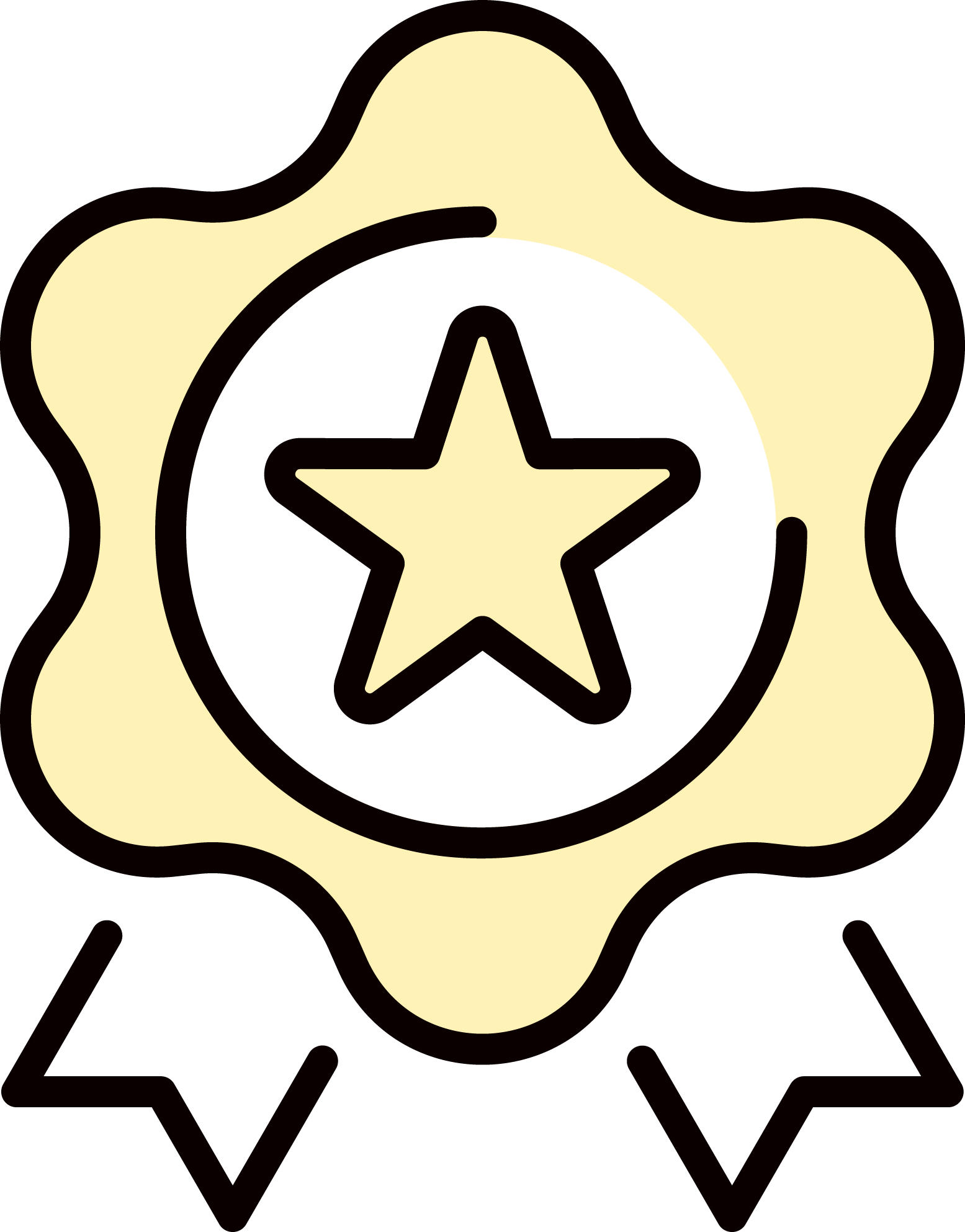 Yellow and white award ribbon icon with a star in the center.