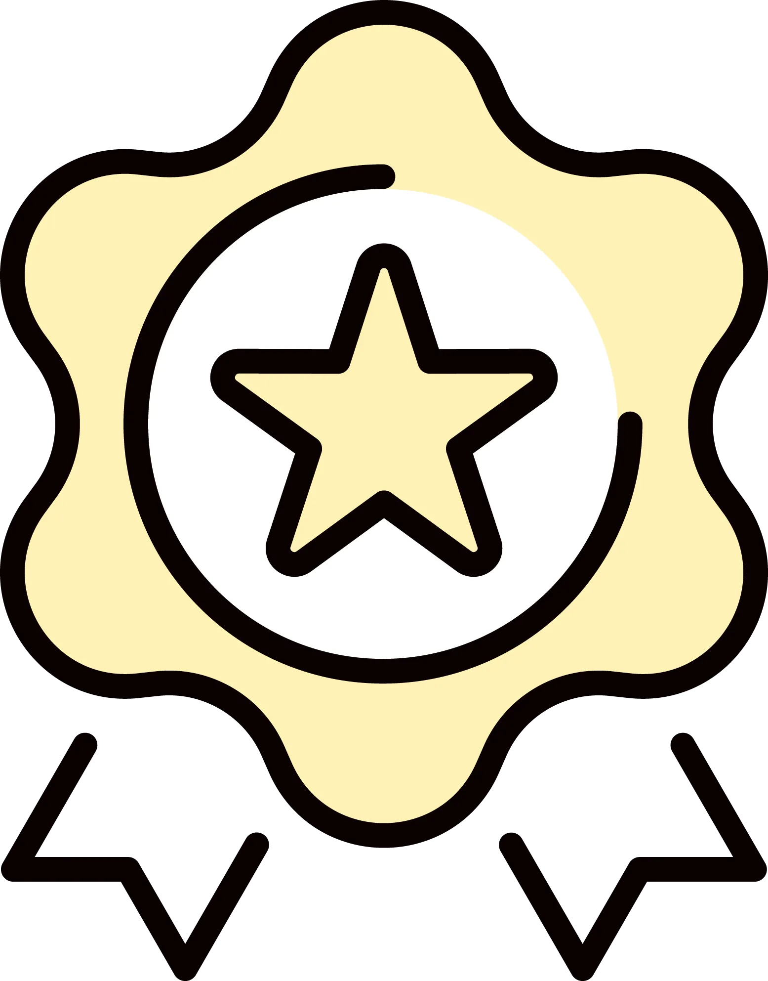 Yellow and white award ribbon icon with a star in the center.