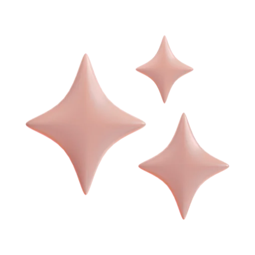 Tres destellos rosados en forma de estrella brillante.