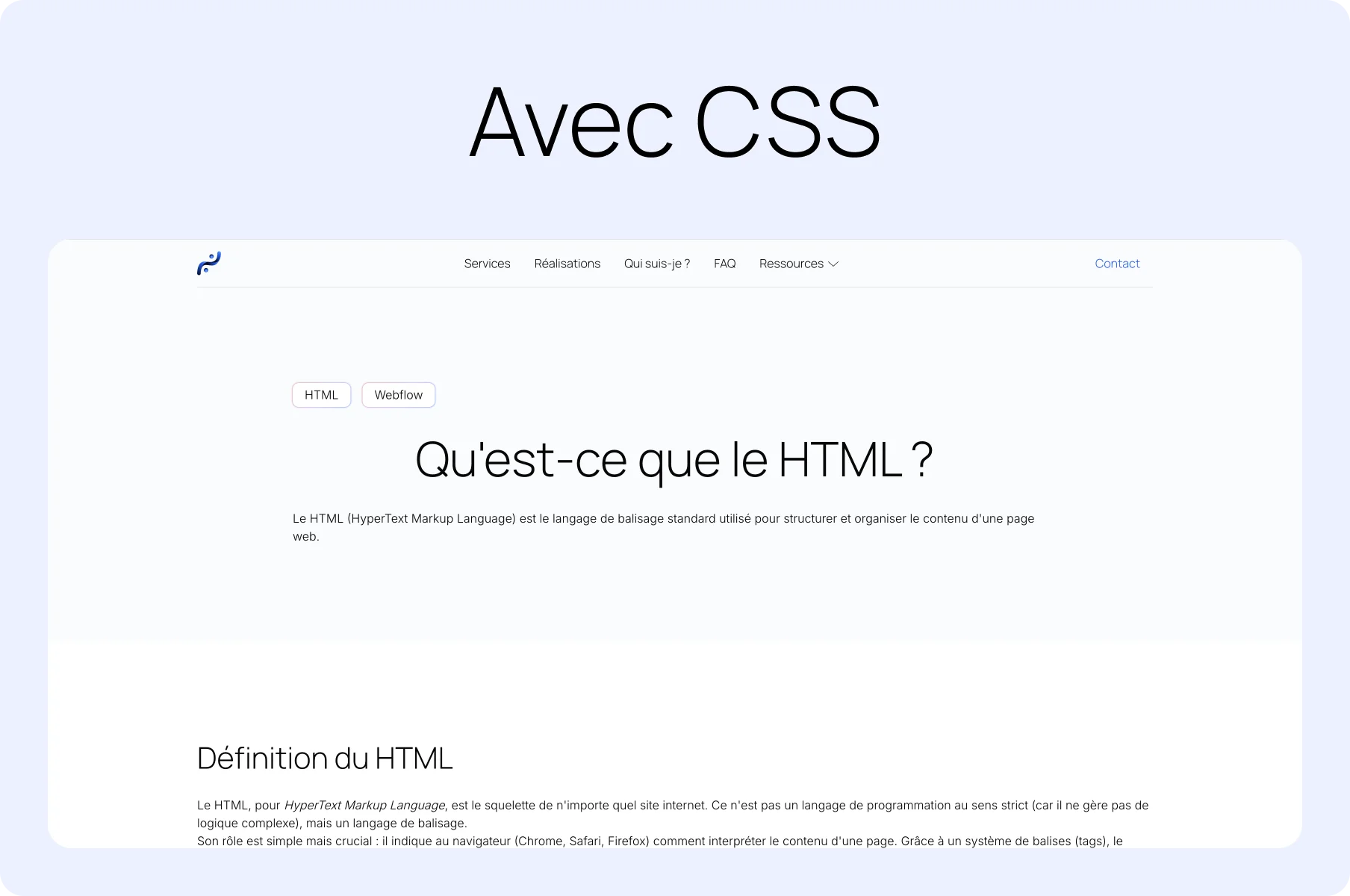 Screenshot d'une page web avec CSS