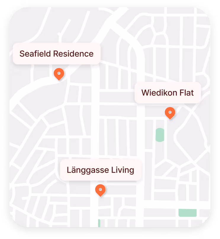 Map showing available flat listings in Zurich