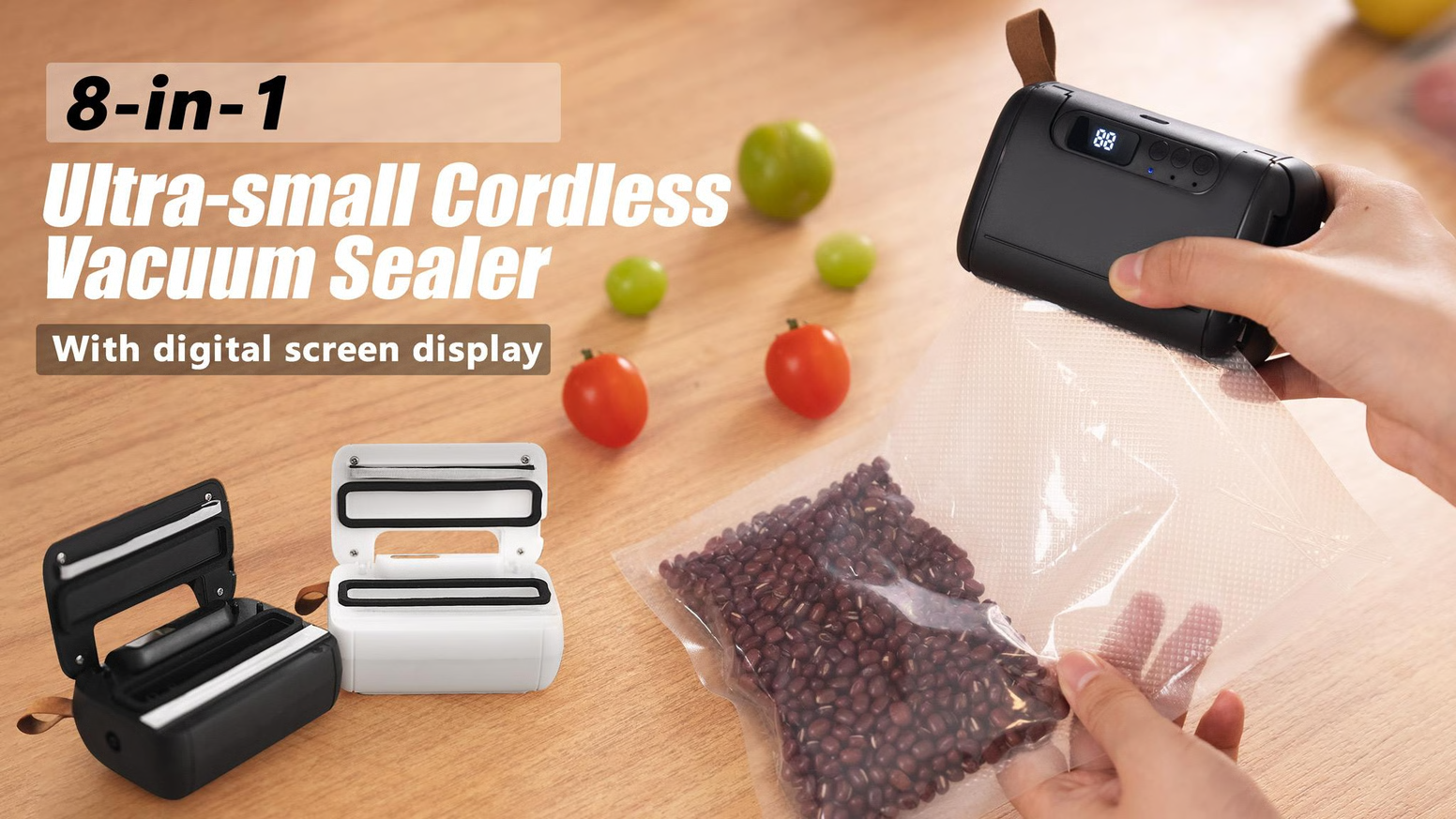 VacSeal | Seal | External Container Vacuuming | Semi-automatic vacuum seal | Dry & Moist Food | Bag Cutter | Phone holder | Air pump