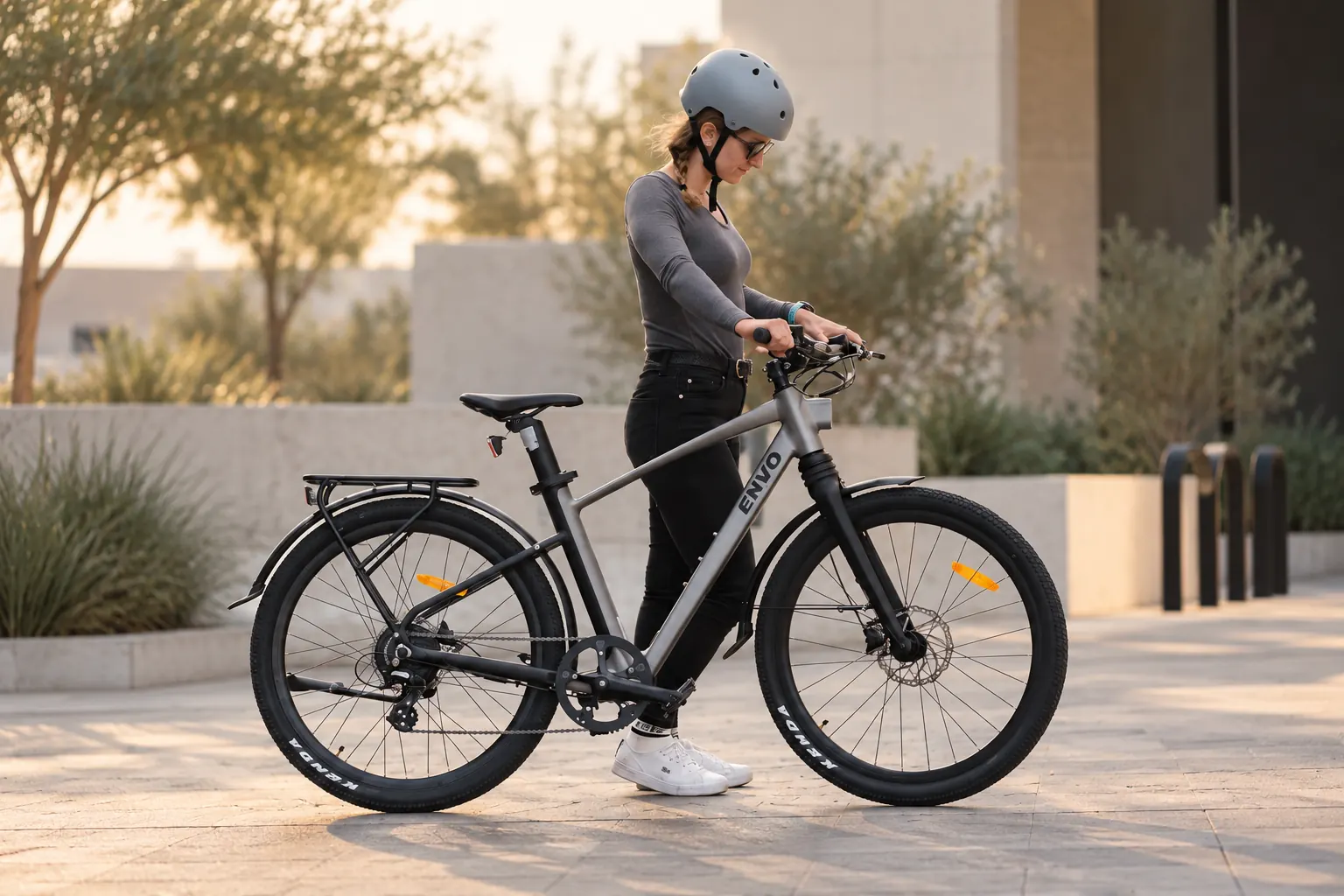 Rider on an Ecoride electric bike in the city