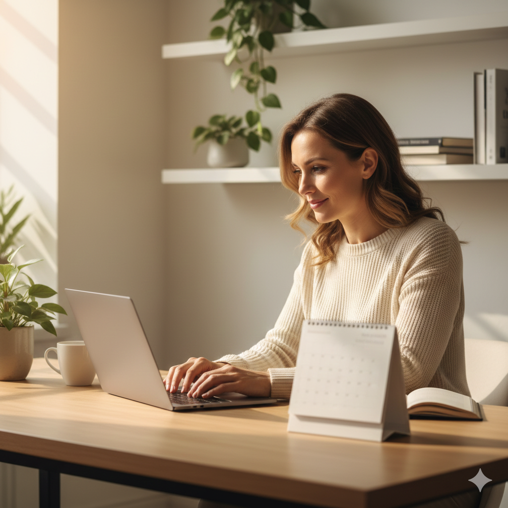 Busy professional at work, representing time efficiency of professional matchmaking