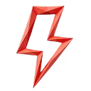 Red lightning bolt icon with a 3D effect.