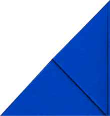 Blue right-angled triangular corner shape on a transparent background.