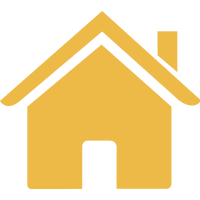 Yellow house icon with a chimney and a door.