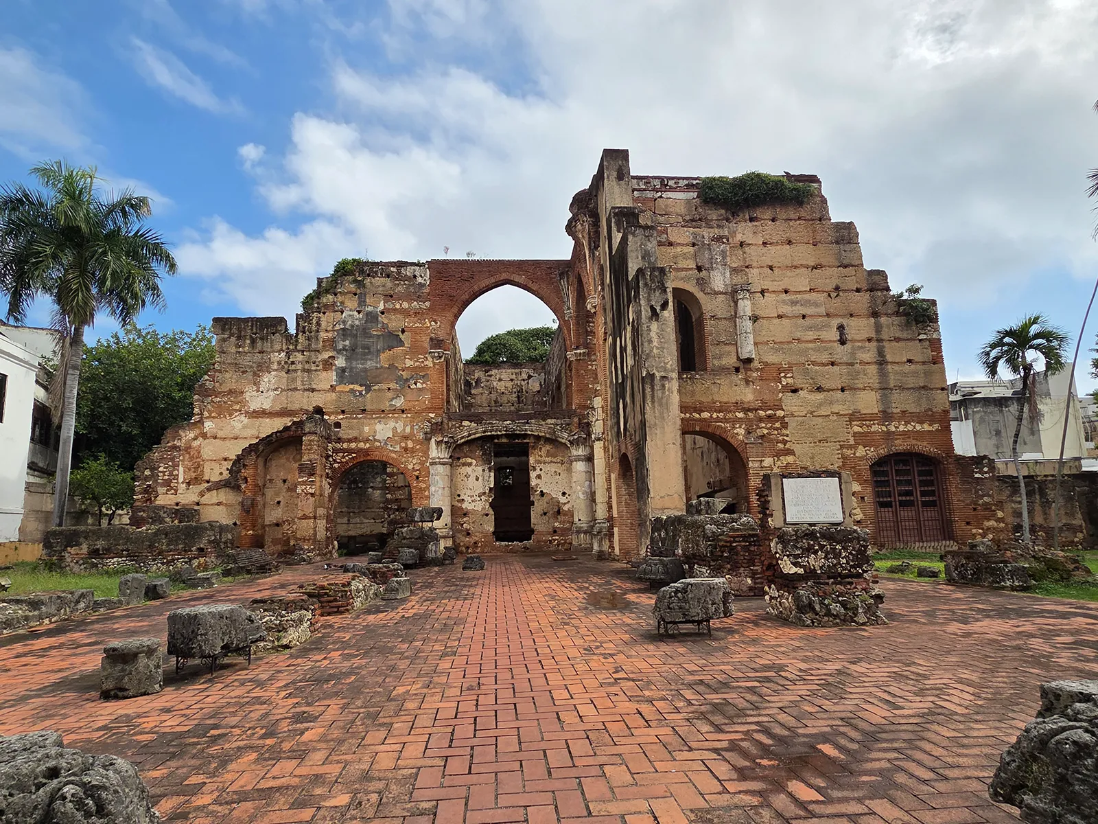 The brick ruins of a historic colonial building in Santo Domingo, Dominican Republic