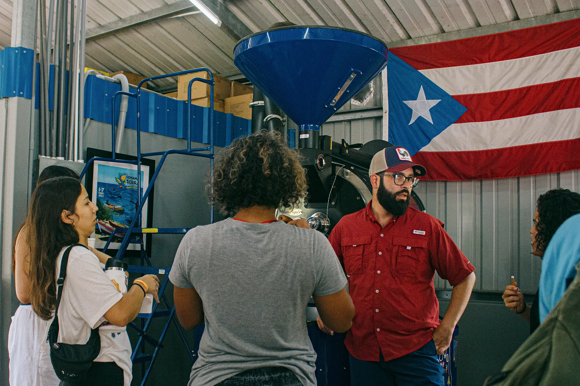 People gathered at an art and craft stall in Puerto Rico