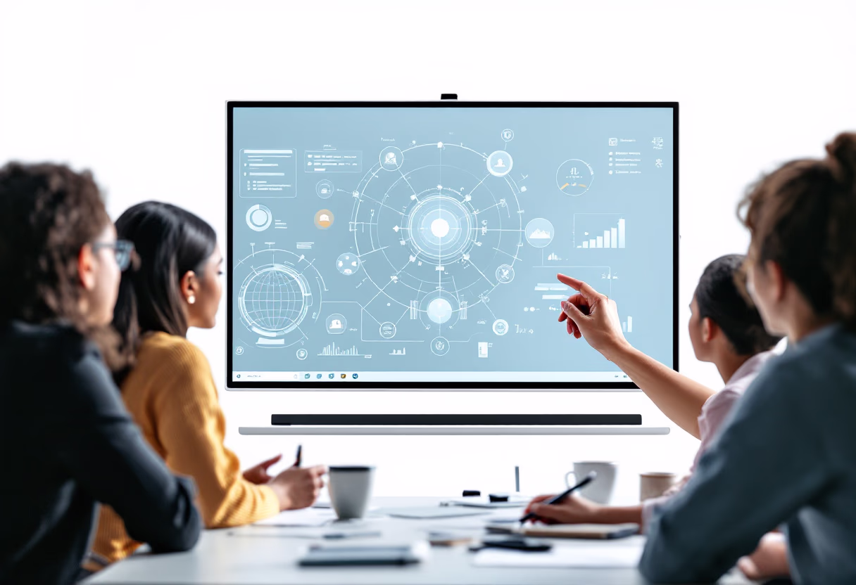 image of a teacher interacting with students using digital tools