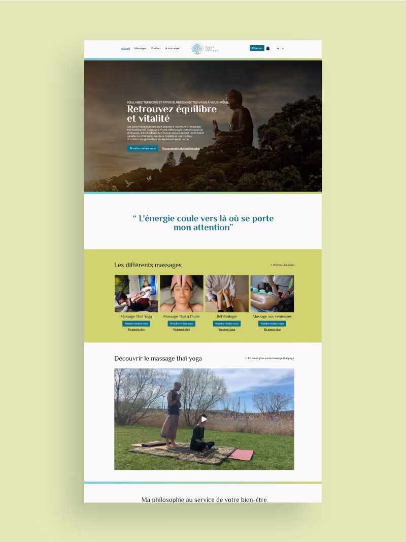 Miniature de la page d'accueil du site web Pascal Thaï Massage, sur écran d'ordinateur.