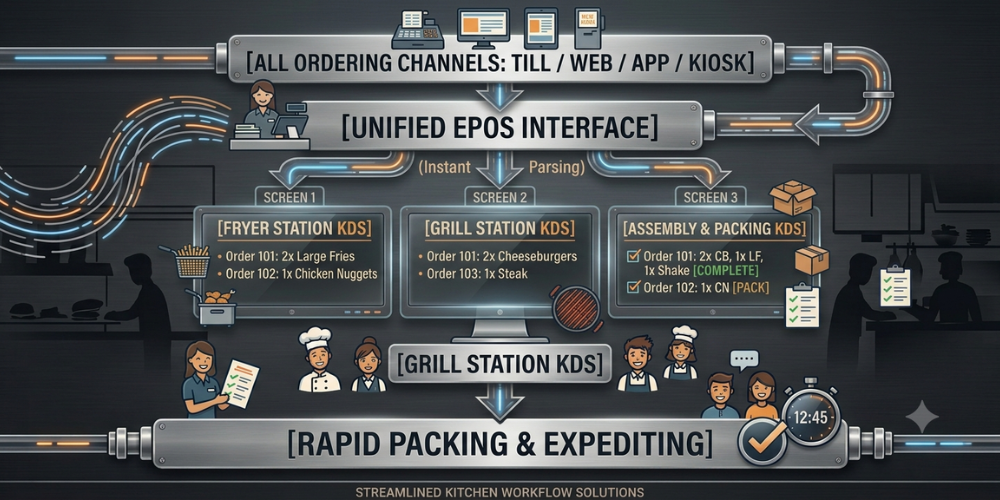 The Optimised Setup (With 3S POS KDS Smart Routing)