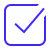 Blue checkmark inside a square box icon.