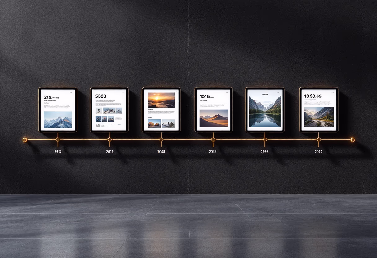 image of company milestones in a timeline format (for a edtech)