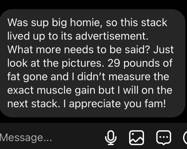 CUT STACK I – DM: stack lived up to its advertisement, 29 lbs of fat gone