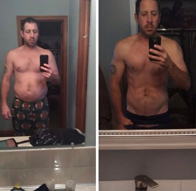 SOCOM II – before and after mirror selfies, belly fat gone