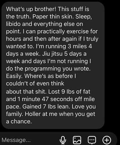 SOCOM II – DM: lost 9 lbs of fat, gained 7 lbs lean, 1:47 off mile pace