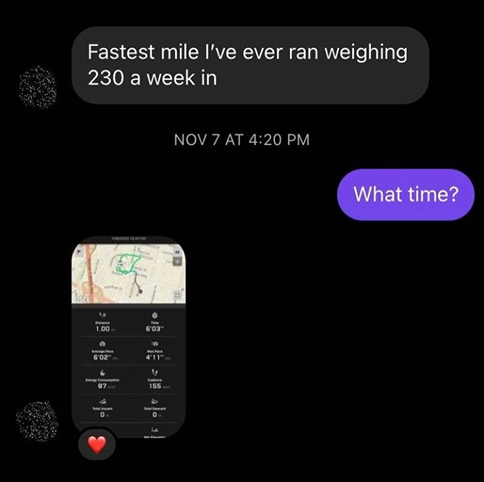 SOCOM II – DM with run tracker: fastest mile ever at 230 lbs, a week in