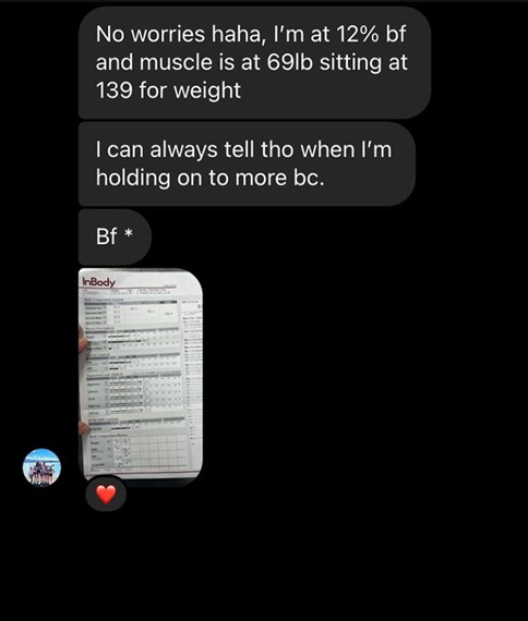 SOCOM II – DM with InBody scan: 12% body fat at 139 lbs