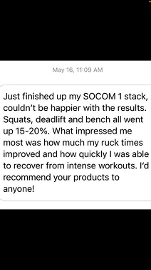 SOCOM I – text: squat, deadlift and bench up 15-20%, faster ruck times