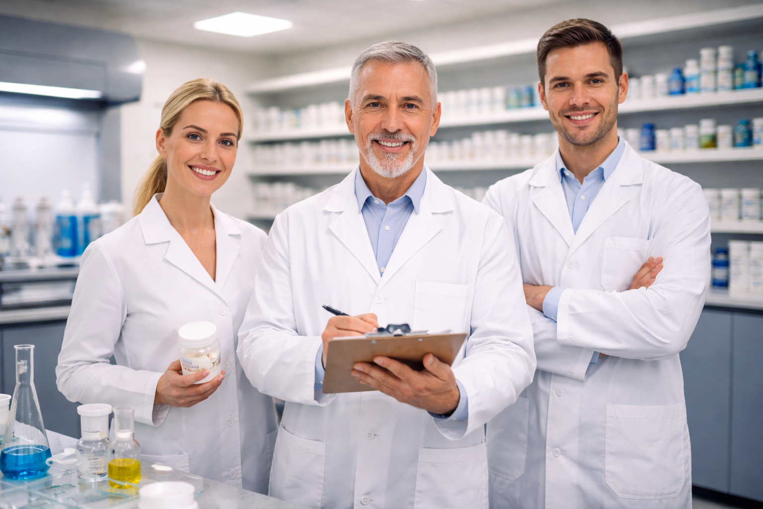 image of pharmacist explaining medication to a customer