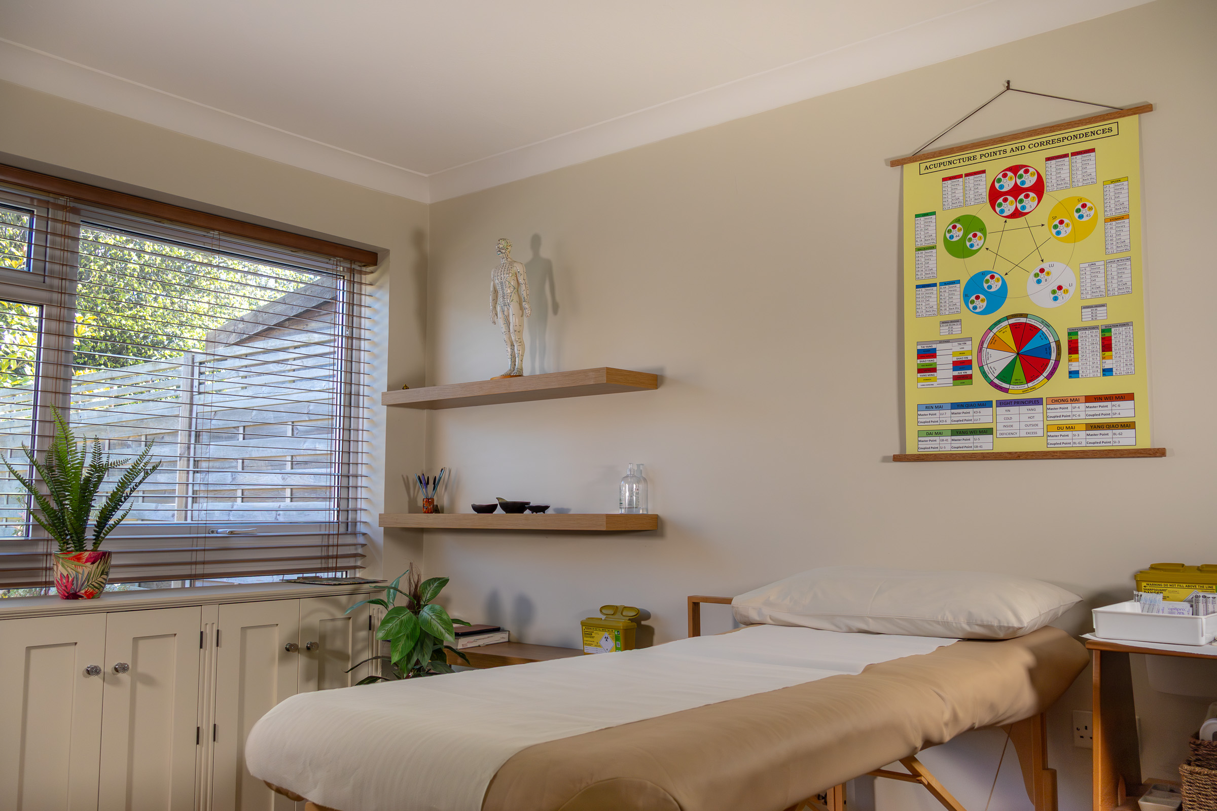 Treatment room at Hayley Clark Acupuncture, Northamptonshire