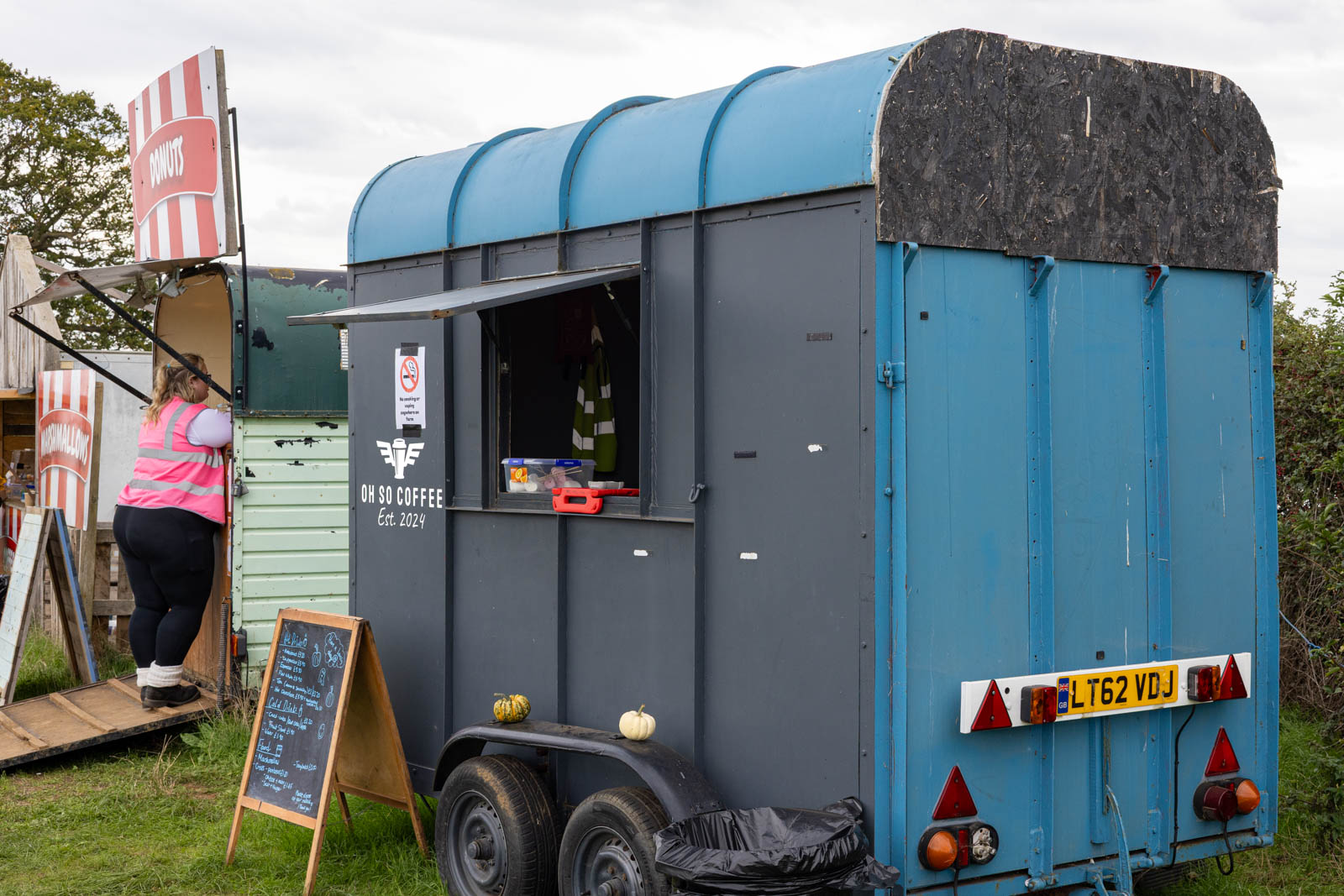 Coffee horsebox serving visitors at Overstone Grange Farm