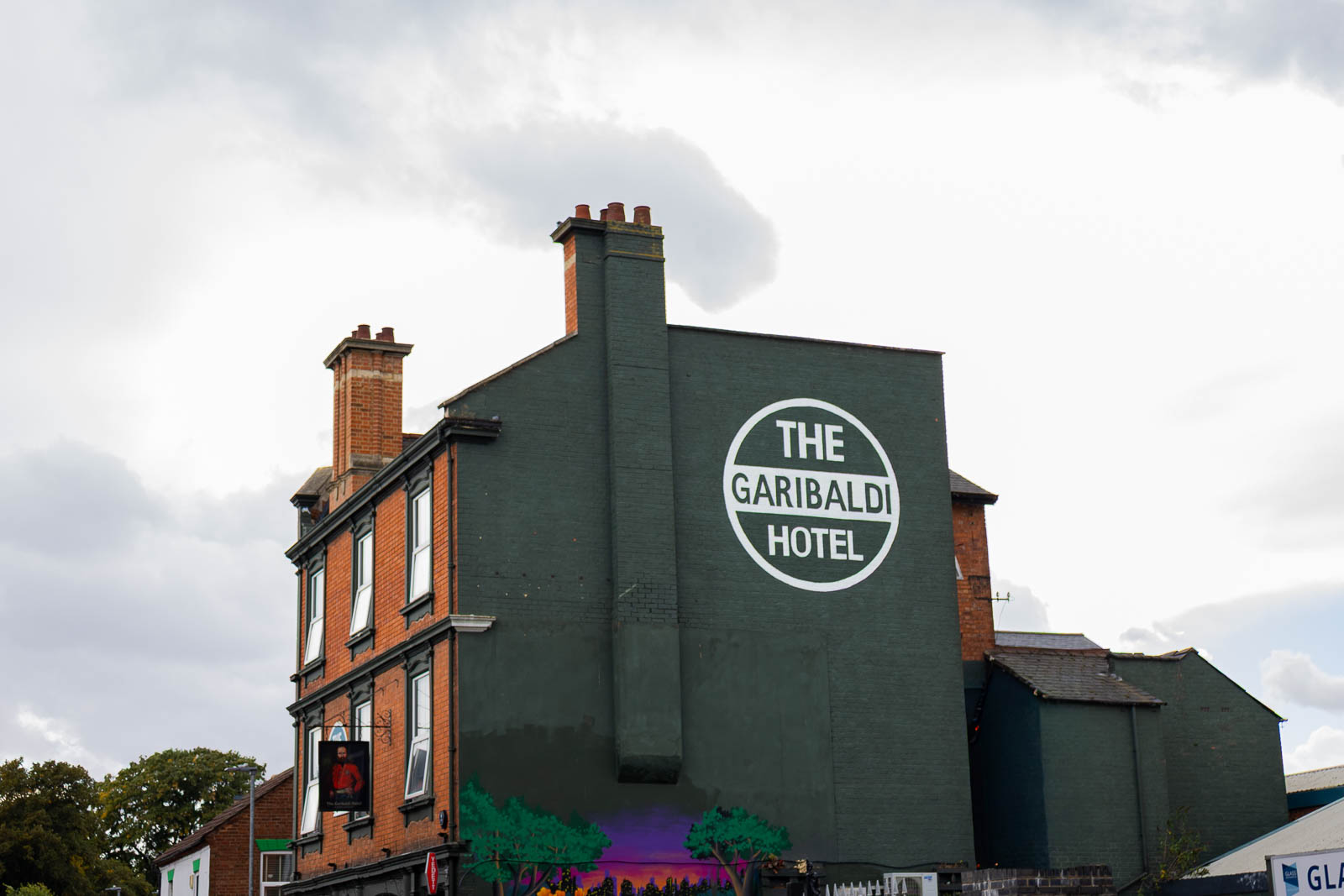 The Garibaldi Hotel sign painted on the side of the building